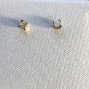 DIAMOND EARRINGS 1/3 CTW GOLD OVER SILVER